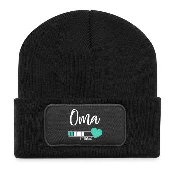 Oma Loading Herz Enkel Junge Werdende Großmutter - Recycelte Patch Beanie - Schwarz - Vorne
