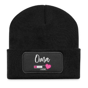 Oma Loading Herz Enkelin Mädchen Werdende Oma - Recycelte Patch Beanie - Schwarz - Vorne