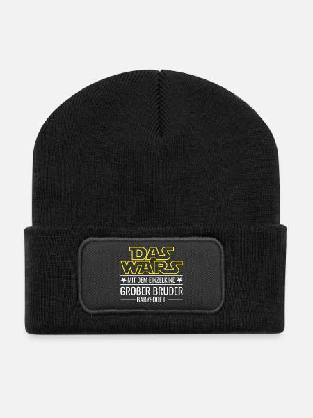 Das wars Einzelkind Babysode 2 Großer Bruder 2026 - Recycelte Patch Beanie - Schwarz