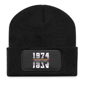 1974 Year of birth Vintage Year of construction Birthday - Recycled Patch Beanie - black - Front