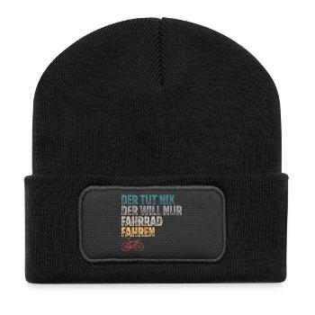 Fahrrad Fahrradfahren Retro Vintage - Recycelte Patch Beanie - Schwarz - Vorne