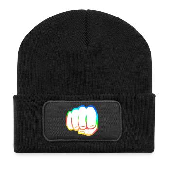 Poing serré coloré poing bosse cool symbole de logo cool - Beanie recyclé à patch - noir - Devant