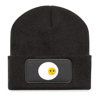 Kawaii oeuf au plat oeuf oeuf costume Kawaii autocollant - Beanie recyclé à patch - charbon - Devant