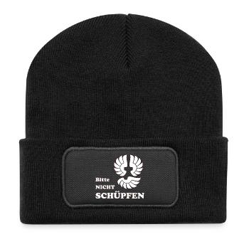 Bitte nicht Schüpfen - Recycelte Patch Beanie - Schwarz - Vorne