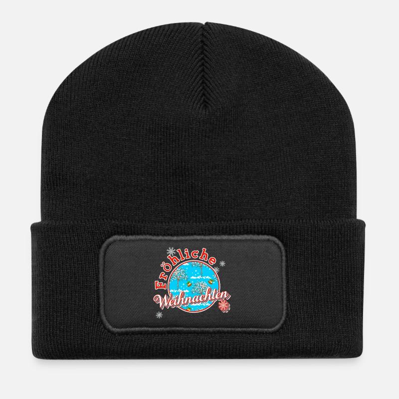 Fröhliche Weihnachten xmas - Recycelte Patch Beanie - Schwarz