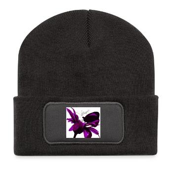 Magische Lilie in Violett - Recycelte Patch Beanie - Dunkelgrau - Vorne