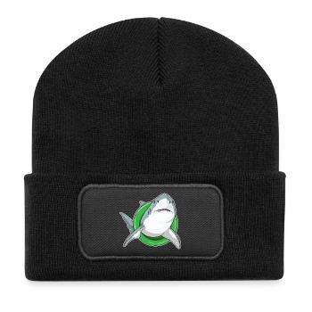 Été de nage dans le ring de nage de requins - Beanie recyclé à patch - noir - Devant