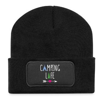 La vie en camping - Beanie recyclé à patch - noir - Devant