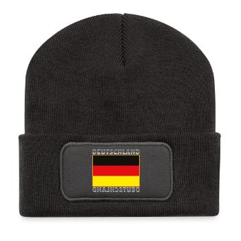 Deutschlandflagge - Deutschland WM / EM Fussball - Recycelte Patch Beanie - Dunkelgrau - Vorne