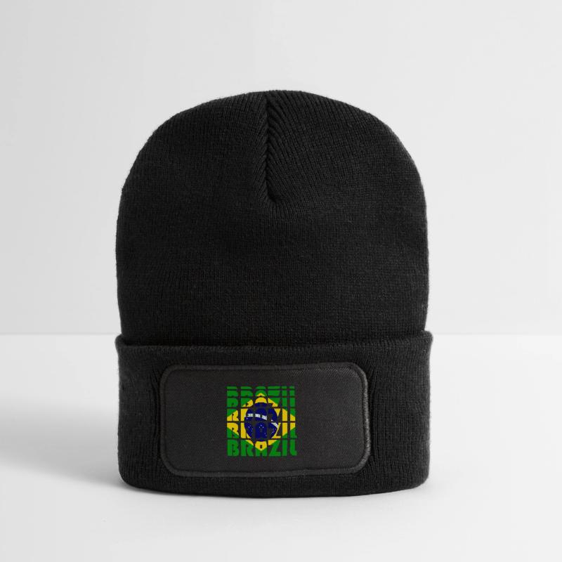 Brazil Flags Grid Pattern Recycled Patch Beanie