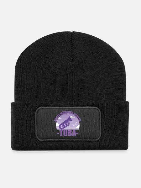 Tuba Musikerin Instrument Mädchen Geschenk - Recycelte Patch Beanie - Schwarz