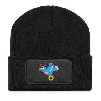 Papagei Bräutigam Ehering Hochzeit - Recycelte Patch Beanie - Schwarz - Vorne