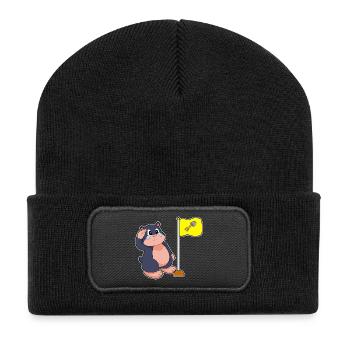 Drapeau taupe - Beanie recyclé à patch - noir - Devant