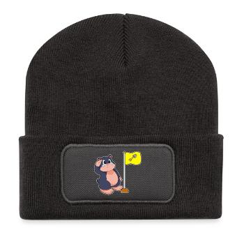 Drapeau taupe - Beanie recyclé à patch - charbon - Devant