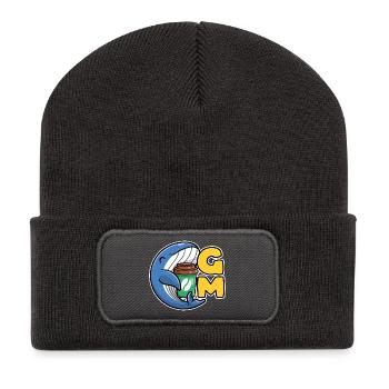 Web3 whale with a coffee that says Good Morning - Recycled Patch Beanie - dark grey - Front