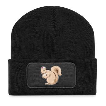 Squirrel Nurse Heart - Recycled Patch Beanie - black - Front