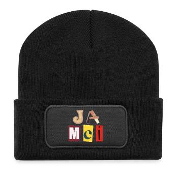 Ja mei - Recycelte Patch Beanie - Schwarz - Vorne