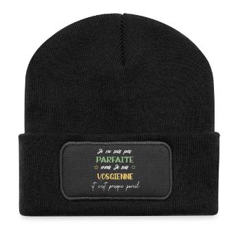 je ne suis pas parfait mais je suis vosgienne - Beanie recyclé à patch - noir - Devant