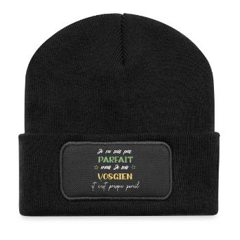 je ne suis pas parfait mais je suis vosgien Vosges - Beanie recyclé à patch - noir - Devant