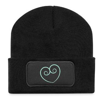 HERZ. HERZ. HEILIGER VALENTIN. LIEBE. LIEBE. HERZ - Recycelte Patch Beanie - Schwarz - Vorne