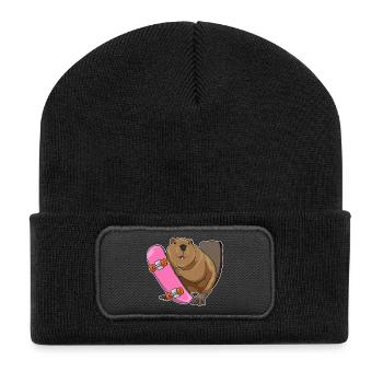 Beaver Skater Skateboard - Beanie recyclé à patch - noir - Devant