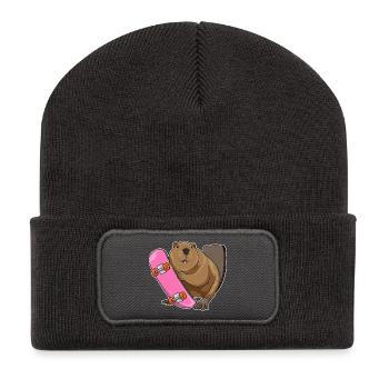 Biber Skater Skateboard - Recycelte Patch Beanie - Dunkelgrau - Vorne