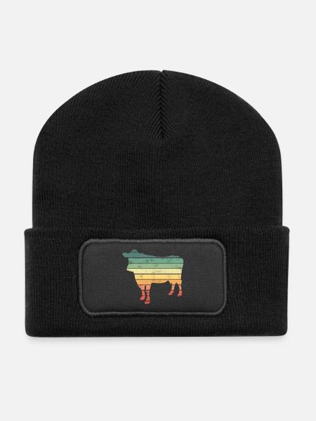 Kuh Kühe - Recycelte Patch Beanie - Schwarz