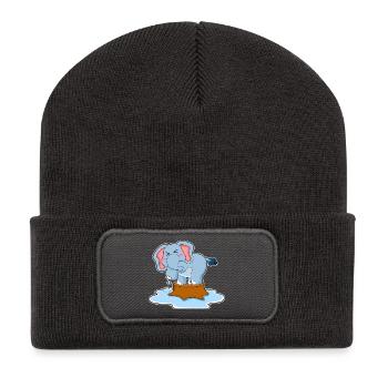 Elefant Wasser - Recycelte Patch Beanie - Dunkelgrau - Vorne