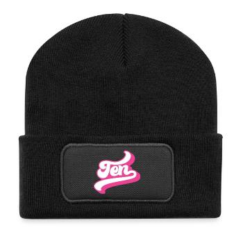 Dix 10e anniversaire pour les filles de 10 ans - Beanie recyclé à patch - noir - Devant