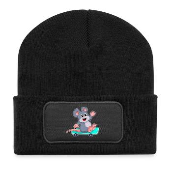 Mouse Skater Skateboard - Beanie recyclé à patch - noir - Devant