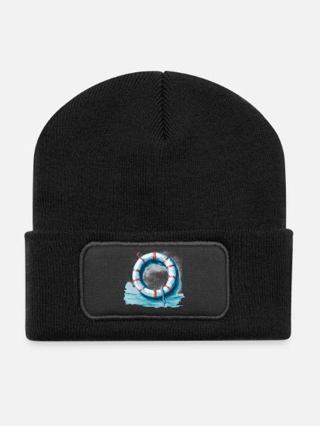 Rettungsring - Recycelte Patch Beanie - Schwarz