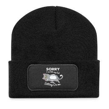 not in the morning, being late, missing the alarm clock - Recycled Patch Beanie - black - Front
