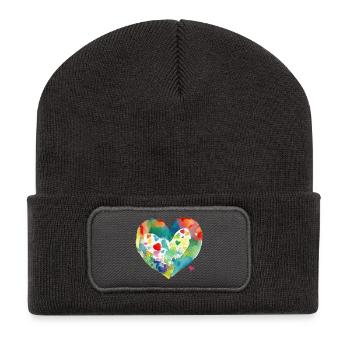 Cœur - Beanie recyclé à patch - charbon - Devant