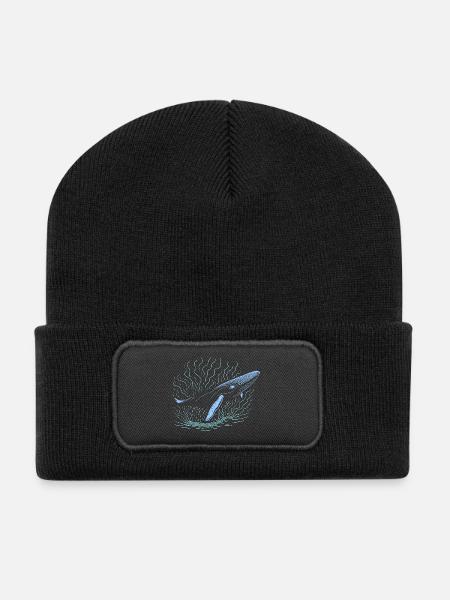 Großer Wal - Recycelte Patch Beanie - Schwarz