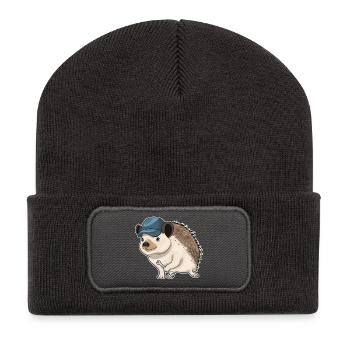 Igel Mechaniker Schraubenschlüssel Werkstatt - Recycelte Patch Beanie - Dunkelgrau - Vorne