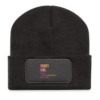Rugby Girl Funny Quote - Recycled Patch Beanie - dark grey - Front