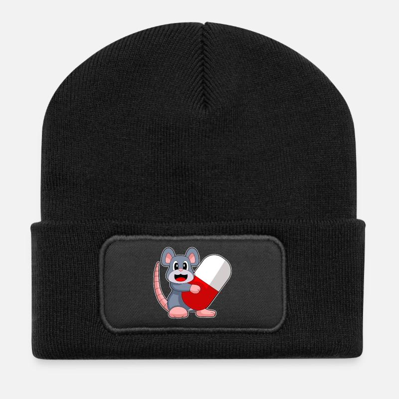 Maus Arzt Medizin - Recycelte Patch Beanie - Schwarz