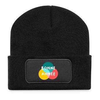 BONNE ANNEE. SAINT SYLVESTRE. NOUVELLE ANNÉE - Beanie recyclé à patch - noir - Devant