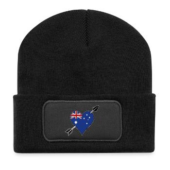 Australia flag heart in love - Recycled Patch Beanie - black - Front
