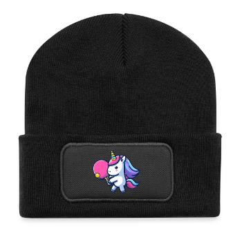 Licorne Licorne avec raquette de tennis de table pour - Beanie recyclé à patch - noir - Devant