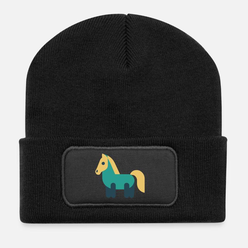 Pferdchen - Recycelte Patch Beanie - Schwarz