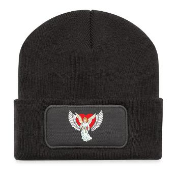 Âme d’ange coeur ailes ciel réincarnation - Beanie recyclé à patch - charbon - Devant