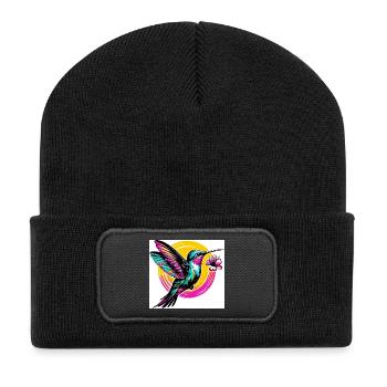 Kolibri - Recycelte Patch Beanie - Schwarz - Vorne