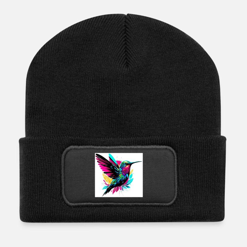 Kolibri - Recycelte Patch Beanie - Schwarz