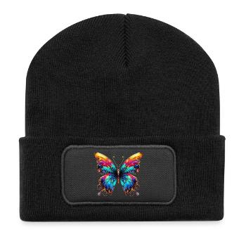 Papillon - Beanie recyclé à patch - noir - Devant