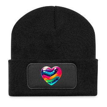 Colorful Heart - Recycled Patch Beanie - black - Front