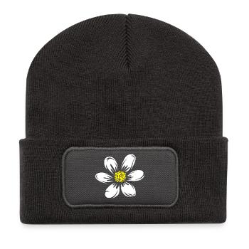Daisy Boho prairie plantes Nature symbole - Beanie recyclé à patch - charbon - Devant
