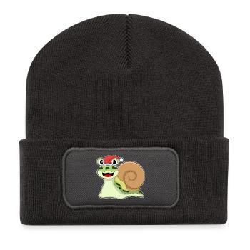 Chapeau de père Noël escargot - Beanie recyclé à patch - charbon - Devant