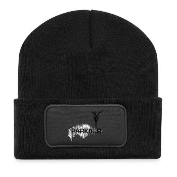 Parkour Ninja - black-white - Recycelte Patch Beanie - Schwarz - Vorne