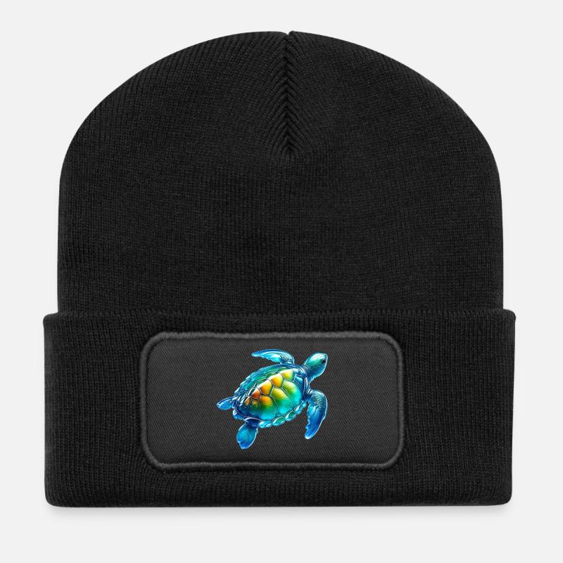 Schildkröte - Recycelte Patch Beanie - Schwarz